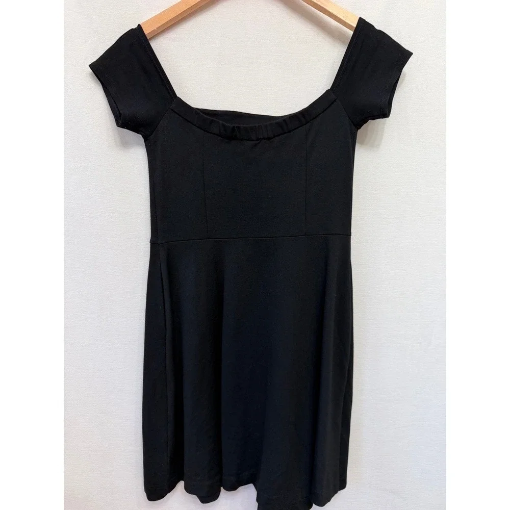Free People Black Mambo Off-the-Shoulder Minidress Women XS/S Black Minimalist